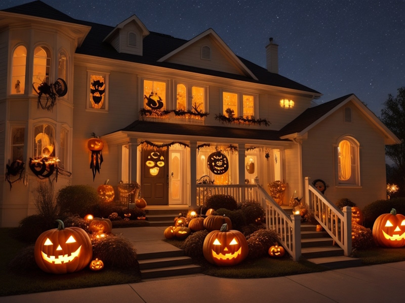 Украшение дома на хэллоуин