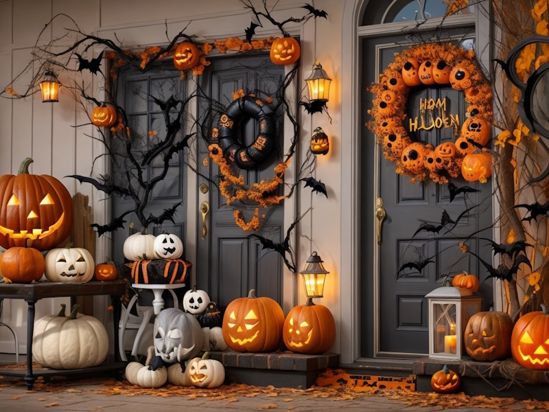 Украшение дома на хэллоуин